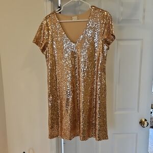 Altar'd State Shimmering Rose Gold Sequin Mini Dress